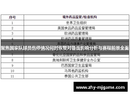 聚焦国家队球员伤停情况何时恢复对备战影响分析与赛程前景全面